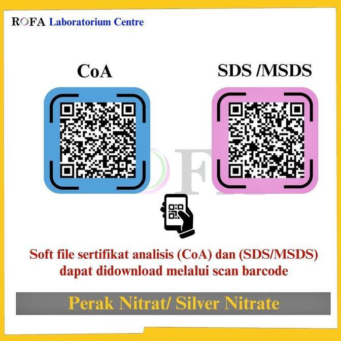 Rofa Perak Nitrat / Silver Nitrate / Argentous Nitrate / Agno3 99.5% Cp Eceran 1 Gram Kualitas Terba