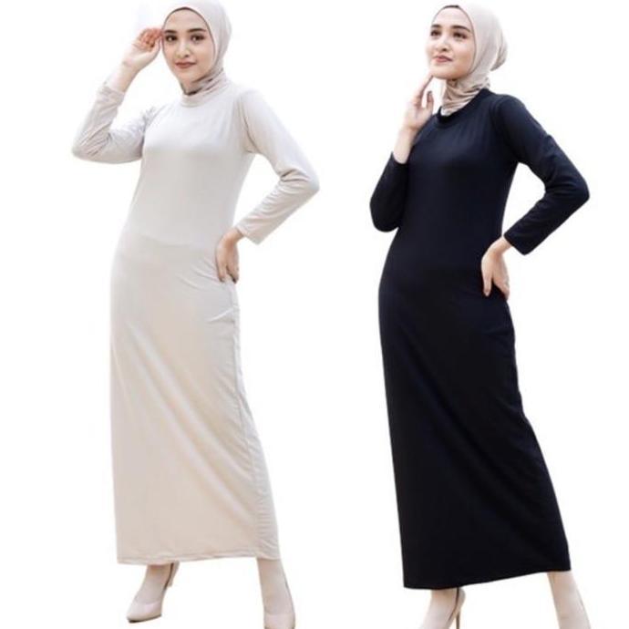 Manset Gamis Lengan Panjang / Inner Dress Dalaman Gamis /  Mangset  Gamis Hitam Putih Spandek Pasti 