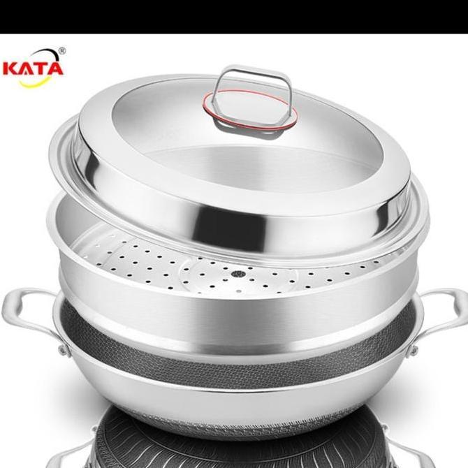 [MS] Wajan Stainless Steel SUS 316 / Kuali Honey Comb + Kukusan