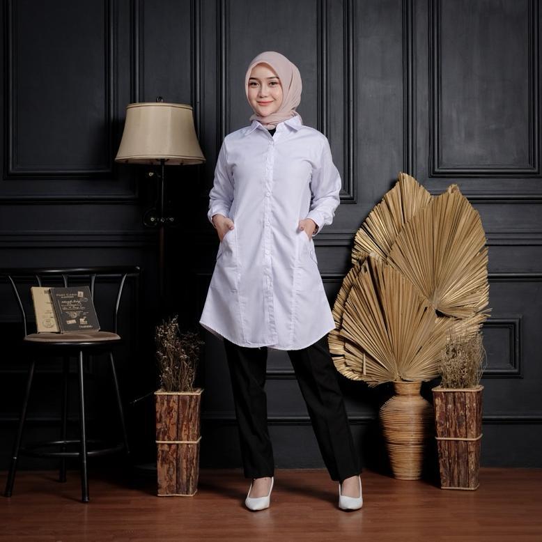 Big Sale Kemeja Putih/Kemeja Kantor/Tunik Polos Putih/Baju Ppl/Baju Pns/Jubii.Id