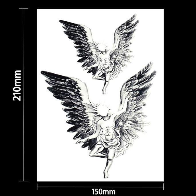 WOVLO Sayap Malaikat Tato Temporer Ajaib Bertahan Gd Tato Stiker Tahan Air Tahan Lama Sementara Tato