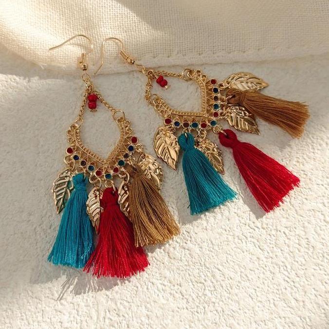 LOLY Anting Rumbai Anting Etnik Anting Pantai Vintage Bali Fashion Anting Bohemian Etnik