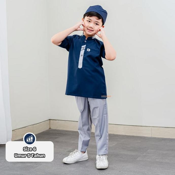 ORIZANO Baju Koko Anak Laki Laki Raffi Kids - Setelan Koko Anak Laki-Laki Toyobo Fodu Motif Simpel P