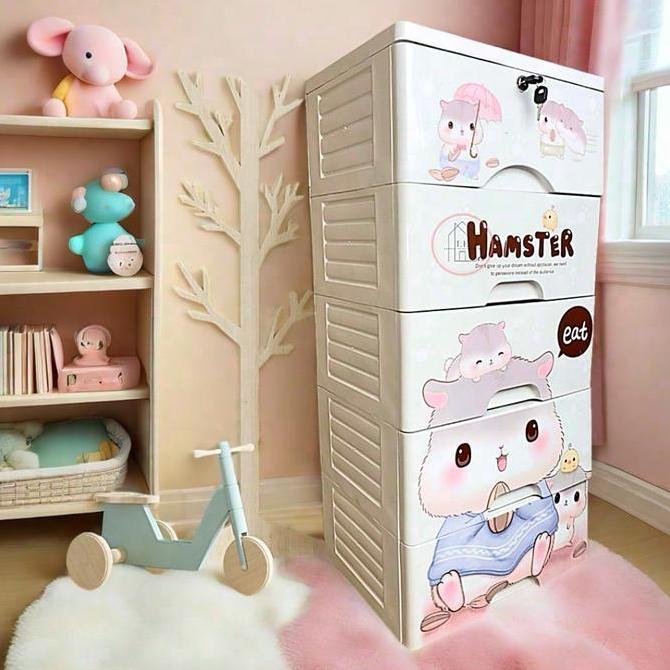 Lemari Pakaian Plastik Anak Laci Plastik Susun Bayi Perempuan Laki Laki Lemari Plastik Susun