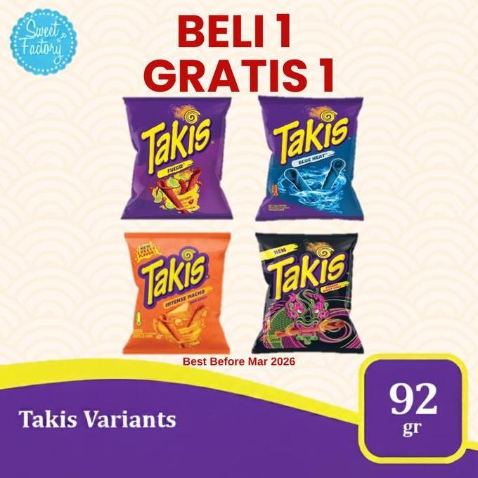 Takis Tortilla Chips 92g - 4 Varian Rasa Pedas & Intense: Fuego, Intense Nacho, Blue Heat, Dragon Sw