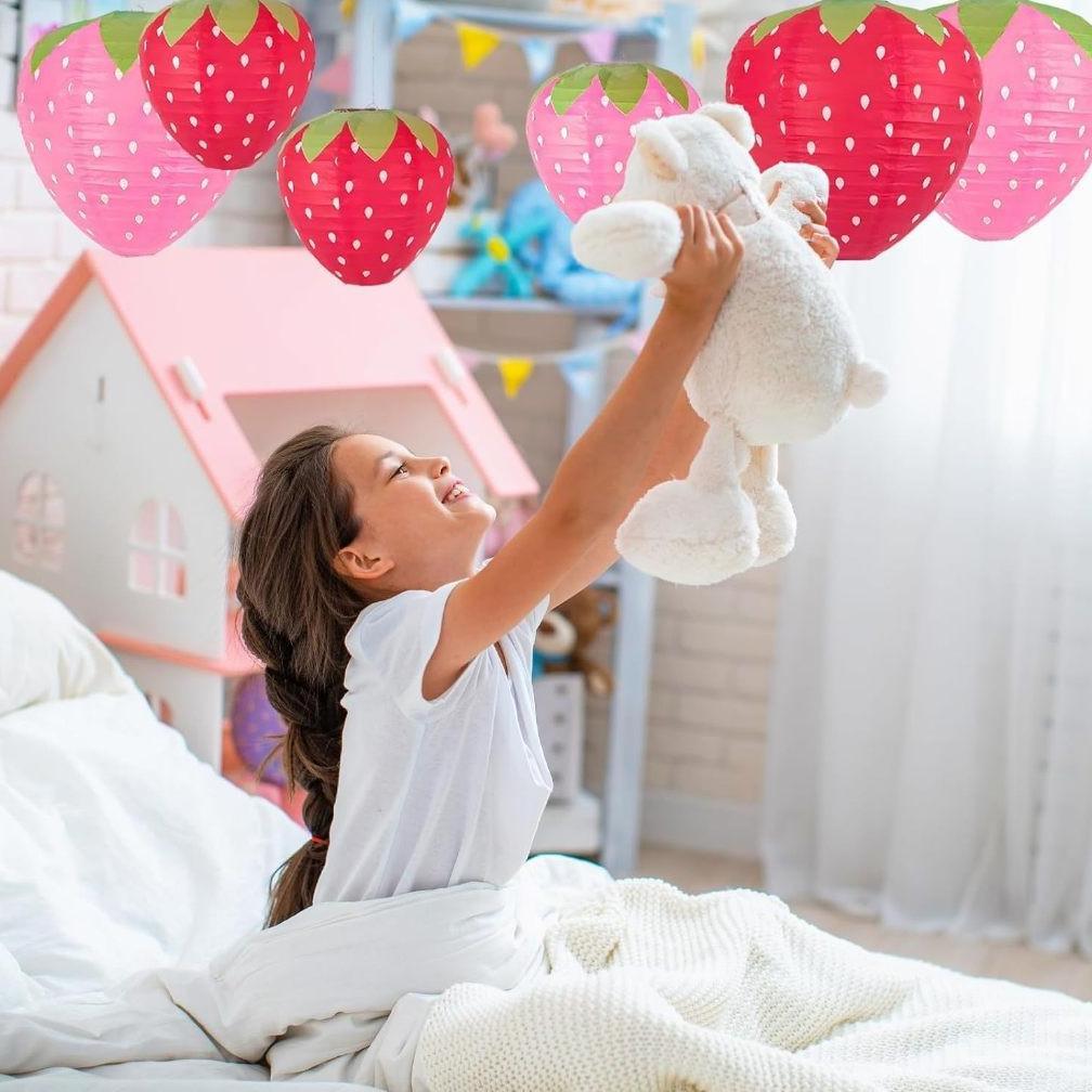 Lampion Pesta Lampion Imlek Lampion Pesta Kertas Dekorasi  Stroberi  Lampion  Lampion Bulat Dekorasi