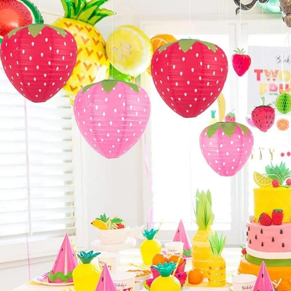 Lampion Pesta Lampion Imlek Lampion Pesta Kertas Dekorasi  Stroberi  Lampion  Lampion Bulat Dekorasi