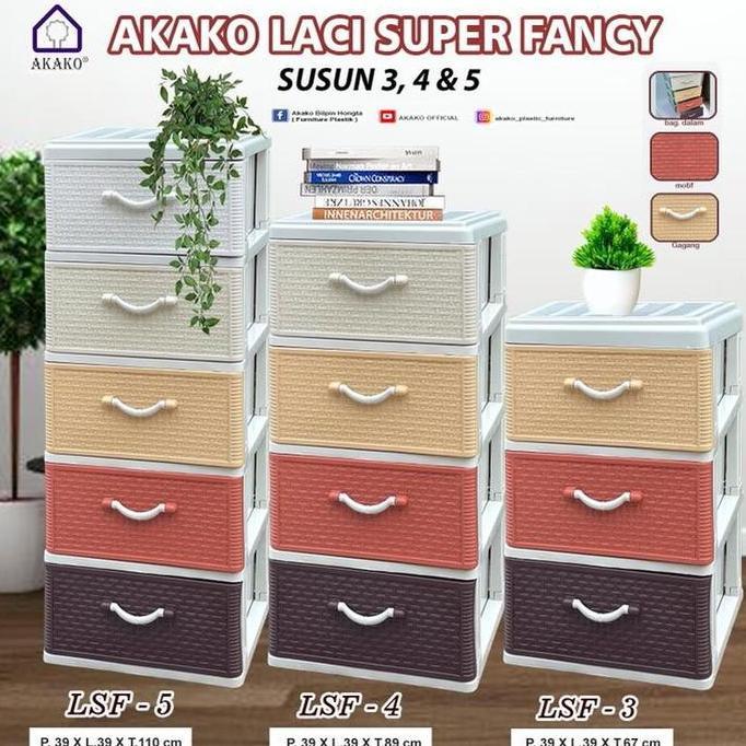 lemari pakaian plastik laci akako fancy 3/4/5 susun minimalis murah