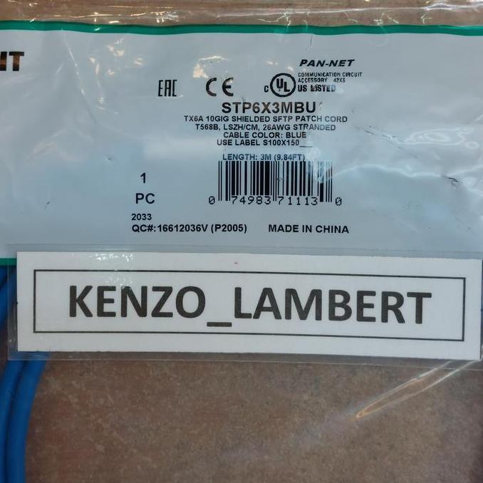 Ready PATCH CORD PANDUIT CAT 6A STP LSZH 10GB 3 METER STP6X3MBU STP PANDUIT