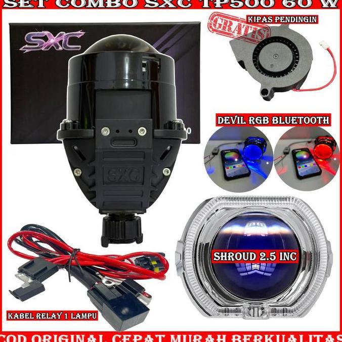 Promo COMBO PAKET HEMAT BILED TP500 60 WATT BLUELENS ORIGINAL BILED SXC PAKETAN SET MOTOR MOBIL | BI