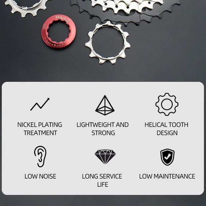 Wake Sprocket 9 Speed 11 - 42T Silver Gear Cassette Sepeda MTB