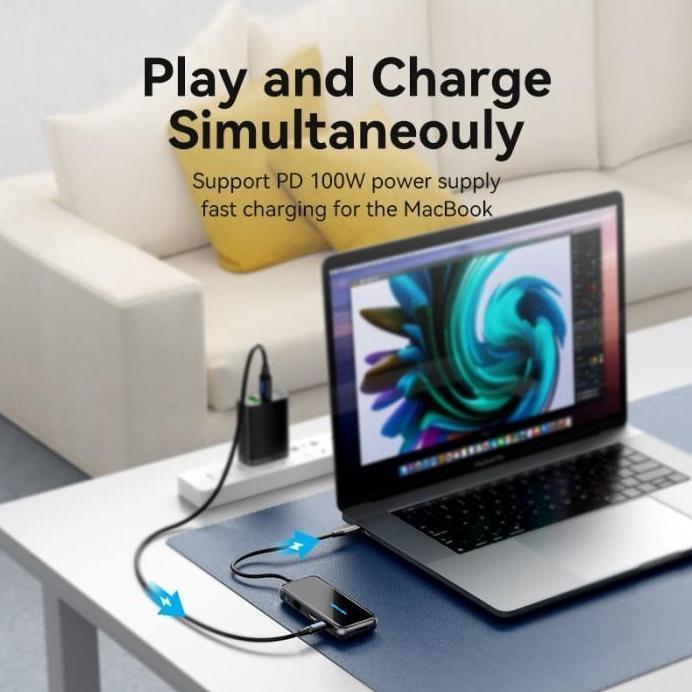Ready Vention TFL Hub Multiport 9in 1 Docking Station USB Type C To HDMI TRRS VGA PD 100W 4K Acrylic