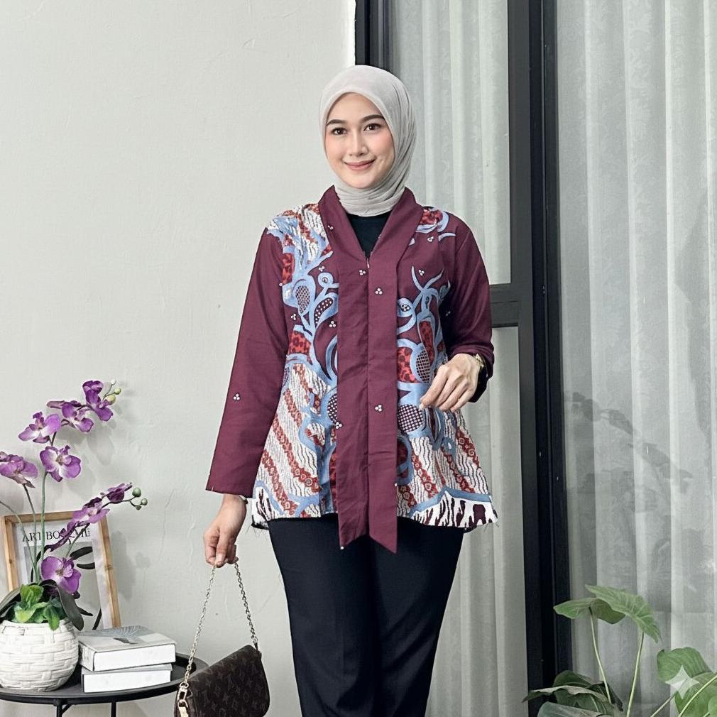 Cuci Gudang  Blouse Atasan Batik Wanita Blus Batik Blarak Pancal