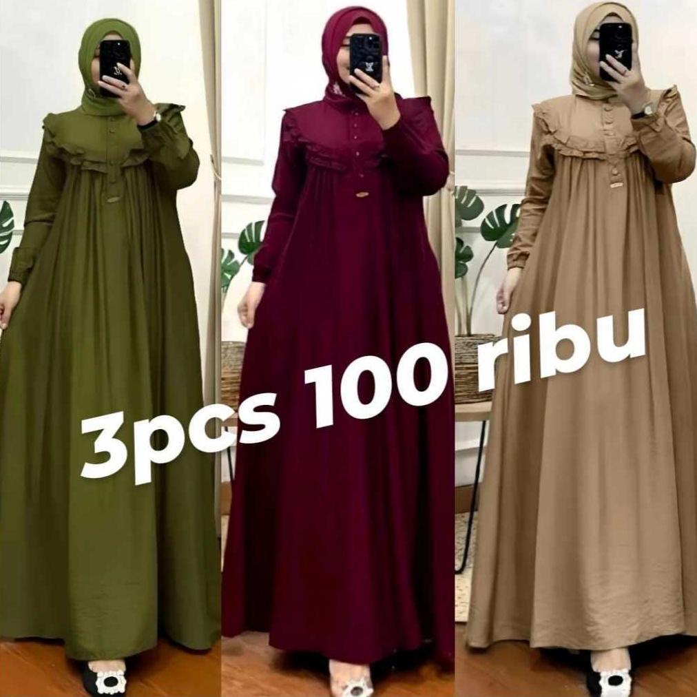 PROMO TERBARU GAMIS CRINKLE AIRFOW MAXI DRESS SAMIRA TERBARU SERATUS RIBU DAPAT 3 PCS //GAMIS 100 DA