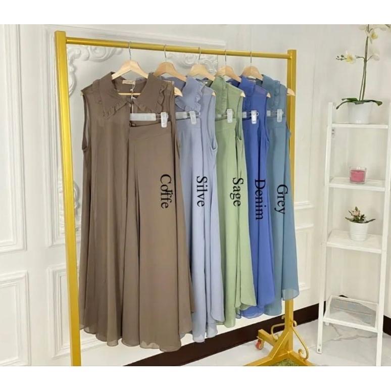 New One Set Naura Ceruty - Setelan Wanita Kekinian - Terbaru 2025 Mahogany Lebaran Wanita - One Set 