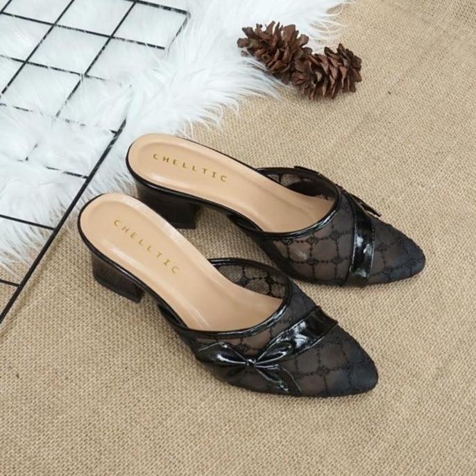 DV188 >> Sandal sepatu heels brukat pesta wanita terbaru hak tahu 5cm /sendal sepatu heels pengantin