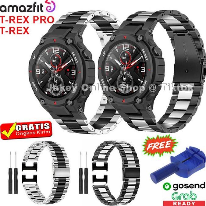 BEBAS ONGKIR - STRAP STAINLESS TALI JAM RANTAI TWOTONE FOR AMAZFIT T-REX PRO - AMAZFIT T-REX - AMAZF