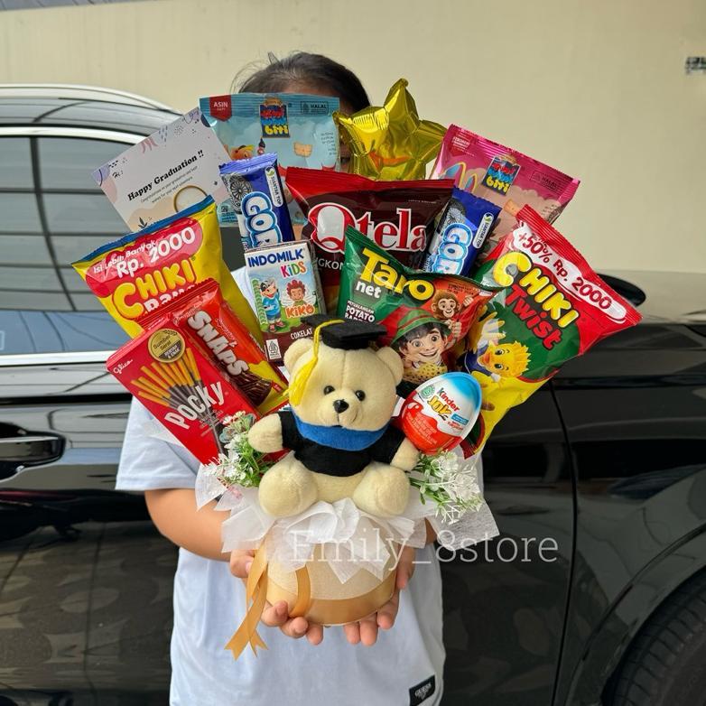 (Ready siap Kirim)Buket Snack Bloom box Large Size | Bucket boneka wisuda anak | snack bloom box | k