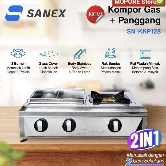 Kompor Gas Sanex 2 Tungku 2In1(Panggangan Dan Kompor)