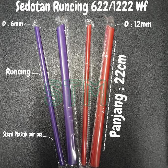 Sedotan Bubble 622/1222 Wf Hitam/Merah Mixue/Ungu Chatime 22Cm Steril Straw