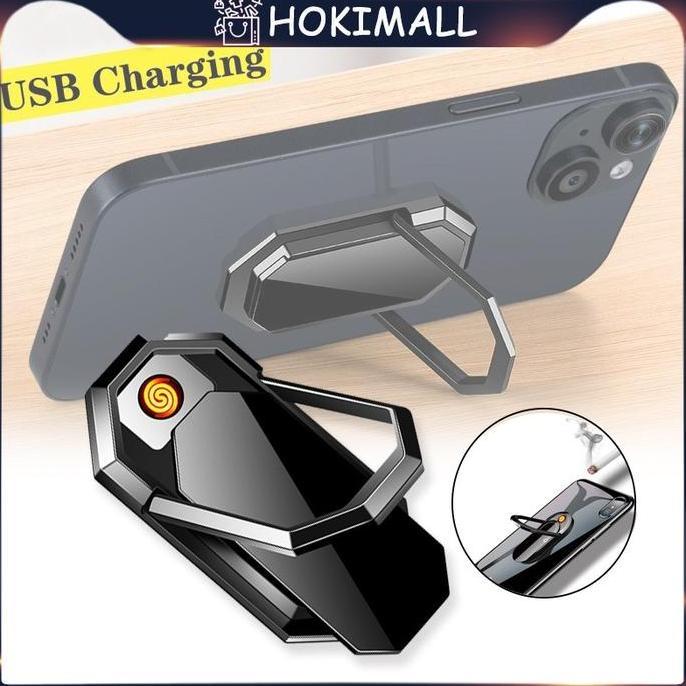 NOXAZA Korek Api Elektrik USB Lighter Stand Hp Multifungsi Phone Hold Lighter