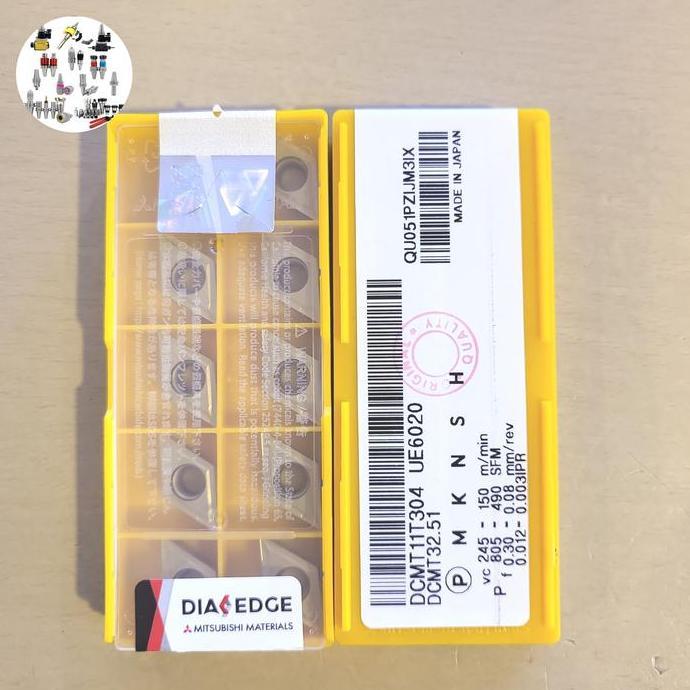 QANTASH DCMT 11T304/08 UE6020  MITSUBISHI ORIGINAL INSERT BUBUT DCMT 11 MATA BUBUT DCMT 11T308