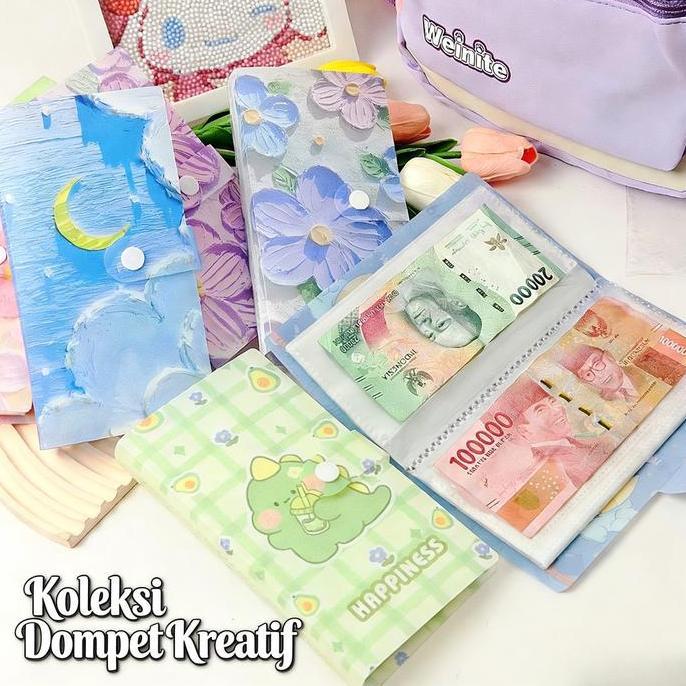 DE40 >> Binder Uang Kertas Tabungan 100 Slot Dompet Buku Kreatif Cover Kartun Dompet Disiplin Polos 