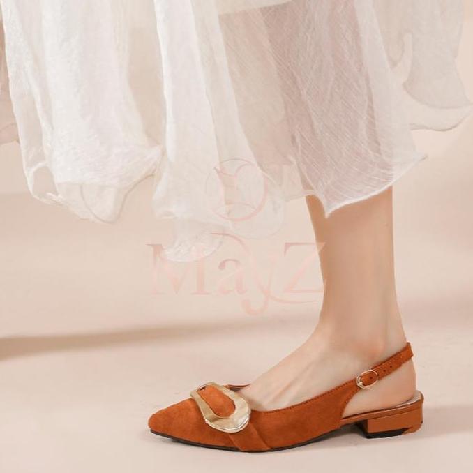 DS39 >> MAYZ Slavina Flatshoes Suede Hak Rendah Slingback Wanita [ 861 ]