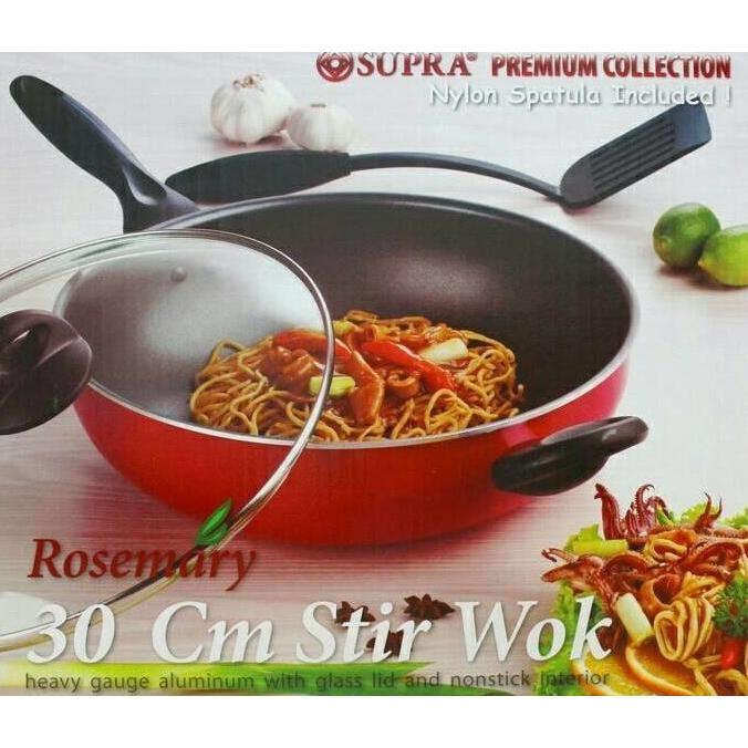 Wajan Supra Stir Wok 30Cm Teflon Rosemary