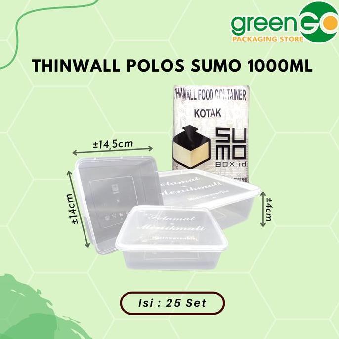 Thinwall Persegi 1000Ml Sumo 25 Set Thinwall Sumo Kotak Besar Murah