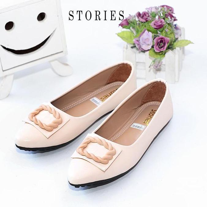 DS6 - Flatshoes Wanita HND 02 Hitam Kerja