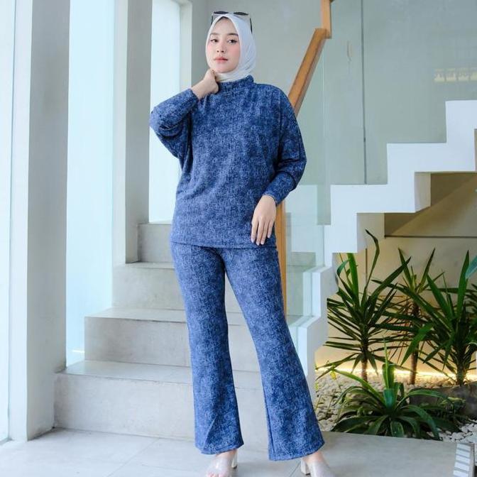 DF141 >> Prqueenfashion - Zoya Setcel Knit Premium Wanita - Setelan One Set Wanita Atasan Batwing da
