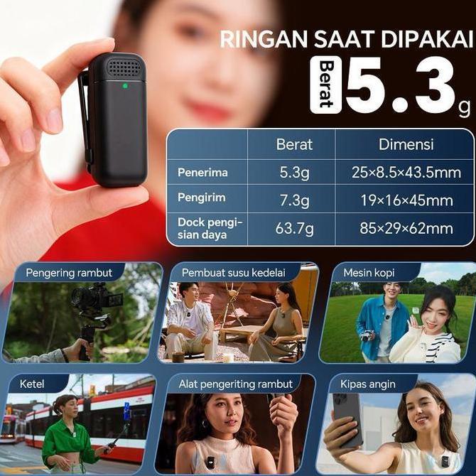 K6-2 Wireless Microphone Lavalier Clip on Mic Dual Mikrofon For Type C for Android Phone 2In1 Set Da