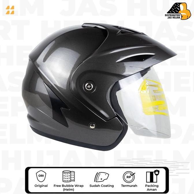 Helm Ukuran Besar XL XXL Gunmetal Glossy