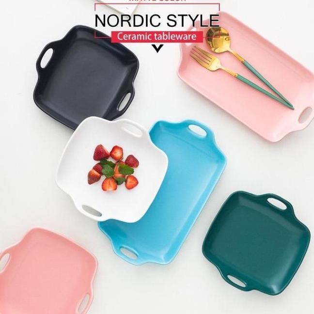 Piring Makan Piring Saji Piring Kreatif Nordic Matte Keramik Baking Tray Piring Saji Keramik