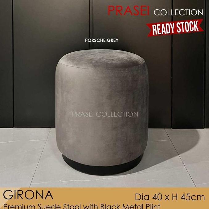 GIRONA - Premium Suede Stool Pouffe Ottoman Kursi Bulat Bludru KH