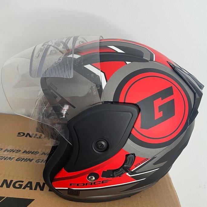 Helm GHM Gladiator Force Red Doff SNI Double Visor Termurah