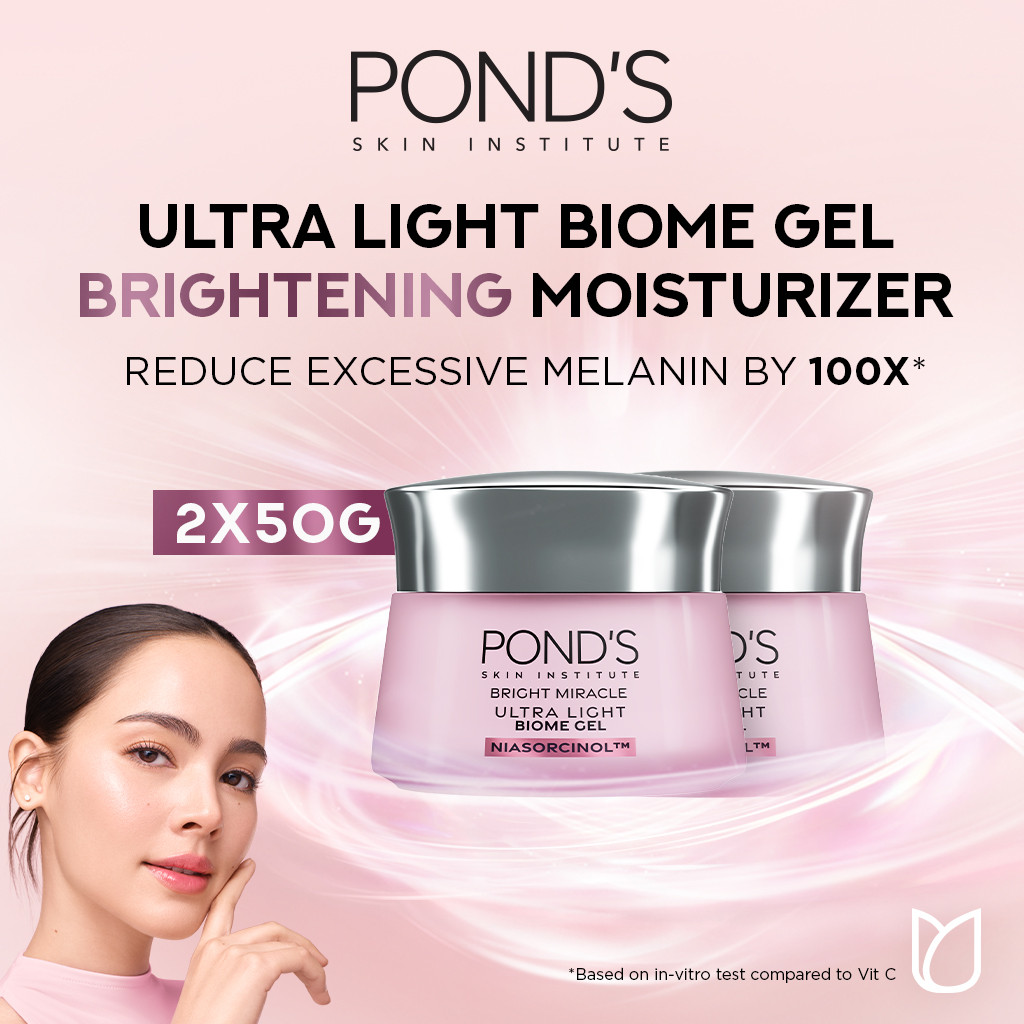 PONDS BRIGHT MIRACLE ULTRA LIGHT BIOME GEL - BRIGHTENING MOISTURIZER GEL 50GR Twinpack