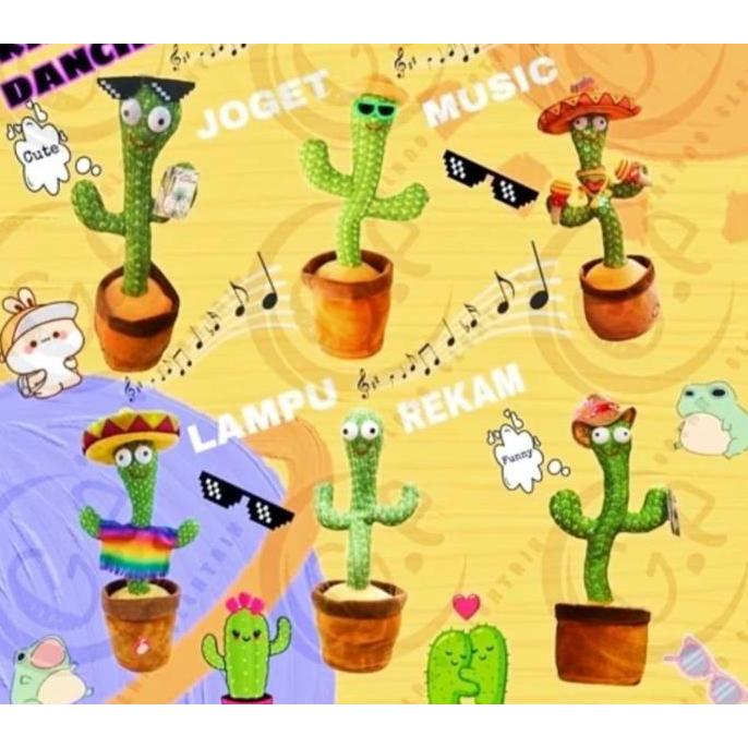ORIGINAL Cactus Dancing Doll Talking Toy Mainan Kaktus Goyang Menari Bicara