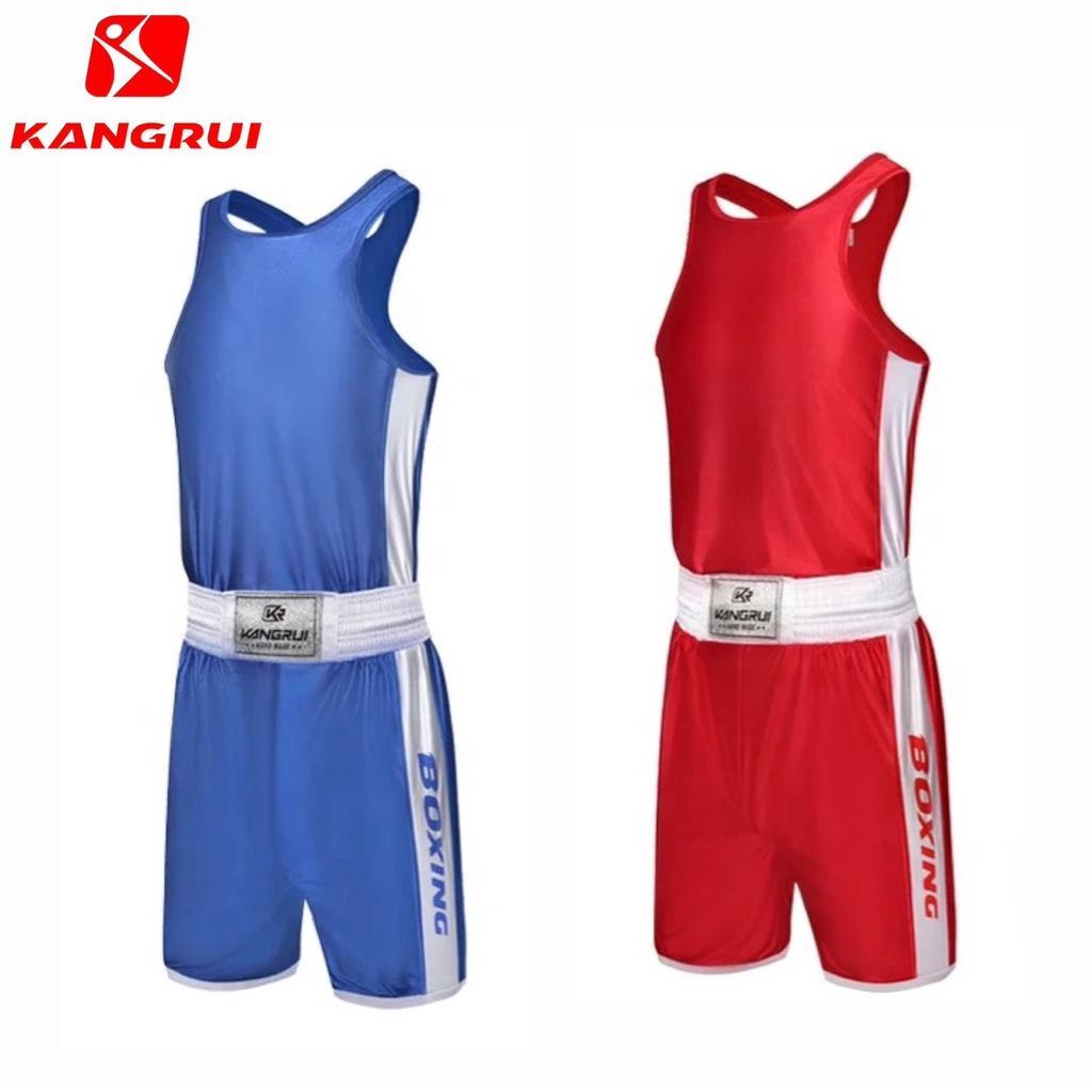 Baju Tanding Tinju Kangrui / Boxing Amateur Uniform Celana Tinju Short / Baju Tanding Tinju Amatir