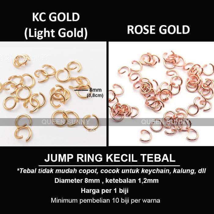 (Ready) Connector Ring Rose Gold/Kc Gold 8Mm Jump Ring Bulat Kecil Penghubung Bestseller