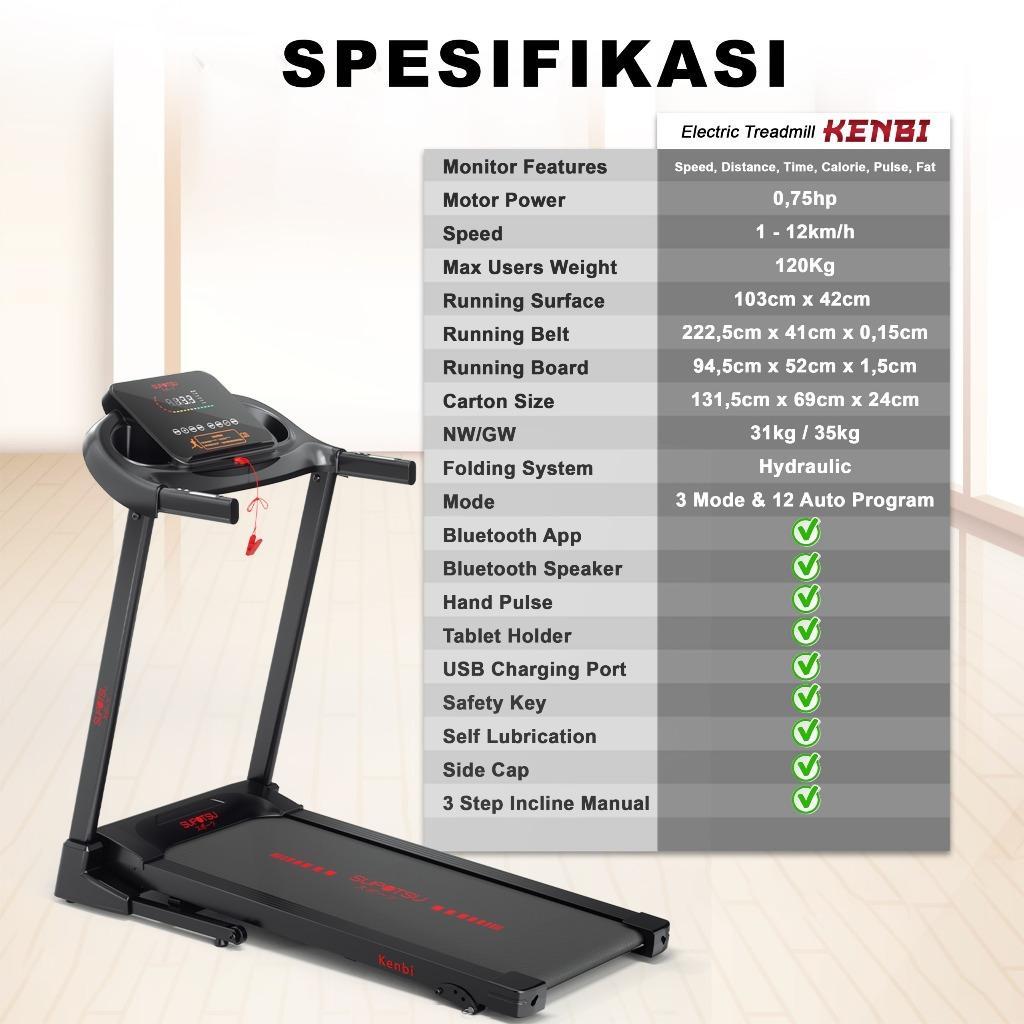 Supotsu Kenbi Treadmill Listrik Treadmill Portable Treadmill Multifungsi Treadmil Lipat Treadmill El
