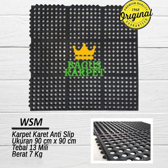 BEBAS ONGKIR - Karpet Keset Karet Anti Slip Kamar Mandi WSM Uk 90 x 90 cm tbl 15 mm