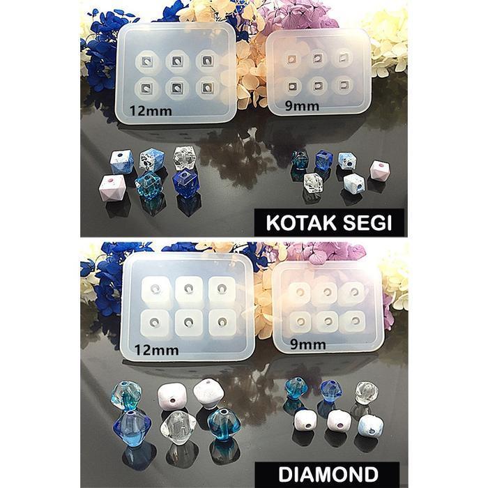 (Best Saller) Cetakan Resin Kotak Bulat Oval Set Monte Mote Manik Cetakan Beads Bead Mold Silicone A