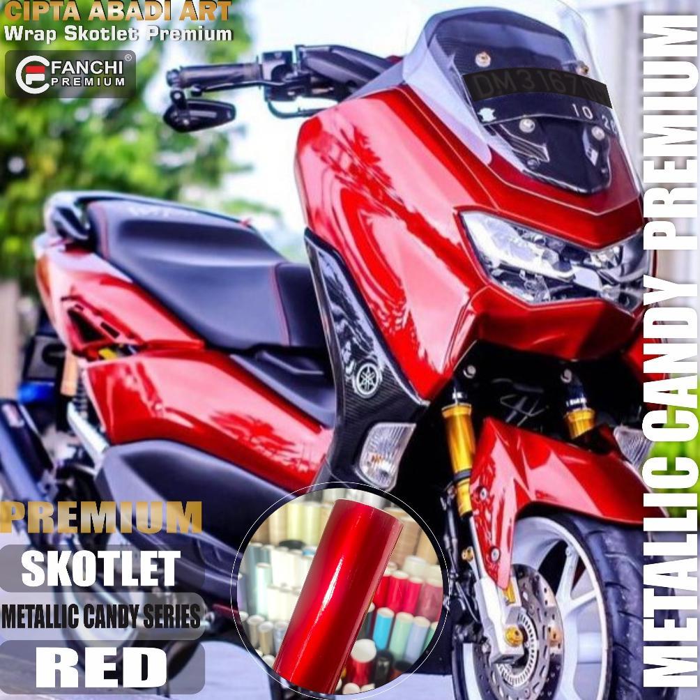 New Arrival Skotlet Stiker Motor Metalik Candy Glossy Scotlite Red Matte Chrome Sticker Skotlet Mera
