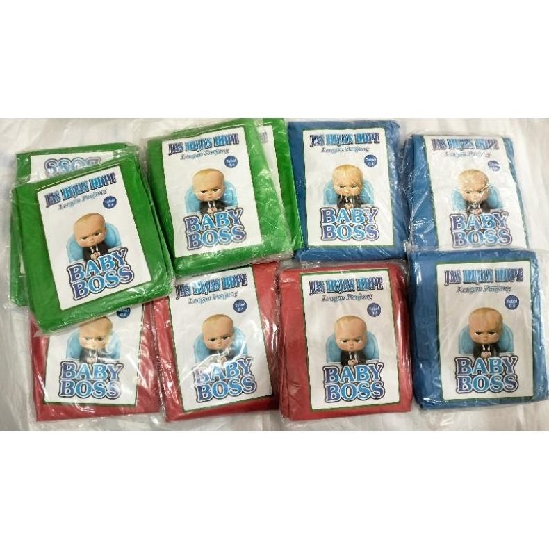 JAS HUJAN PLASTIK POCHO / GAMIS CAP BABY BOSS 12PCS /PERLUSIN