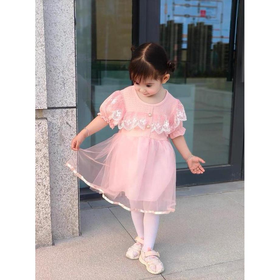 Wikipid- Angenius Dres Anak Perempuan Pendek Dengan Bahan Knit & Tutu Tile Premium Style Kekinian Ba