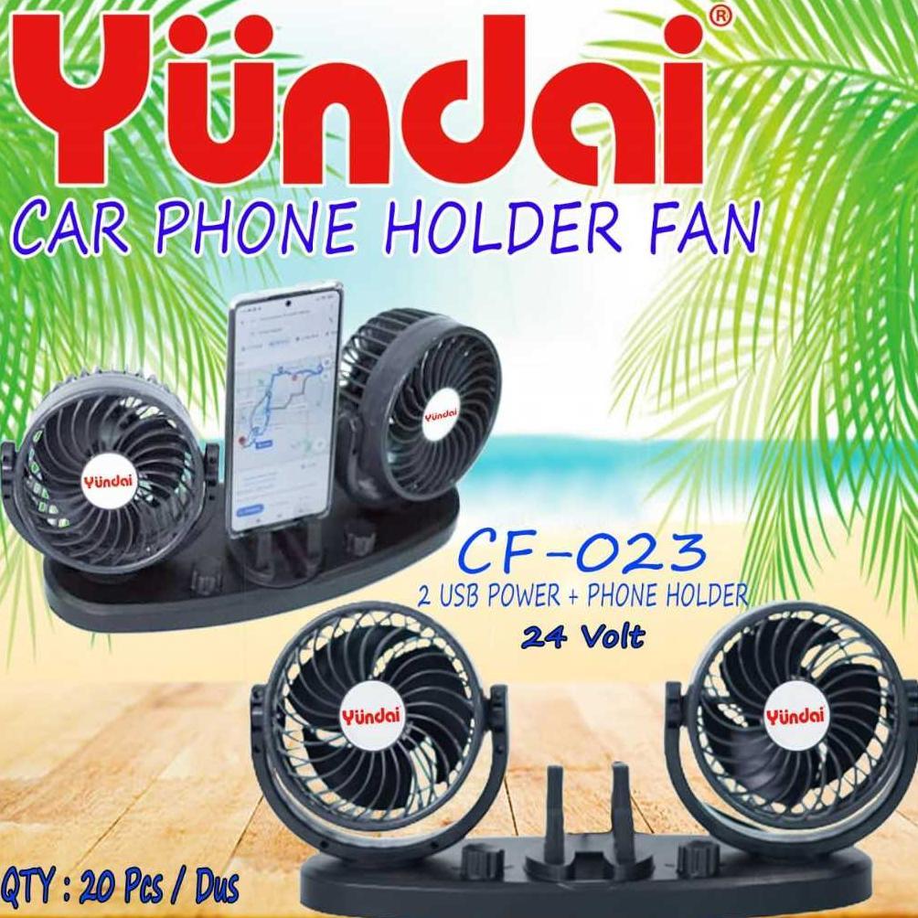 BESTPROMO Kipas Angin Mobil 2 USB Phone Holder 24Volt YUNDAI