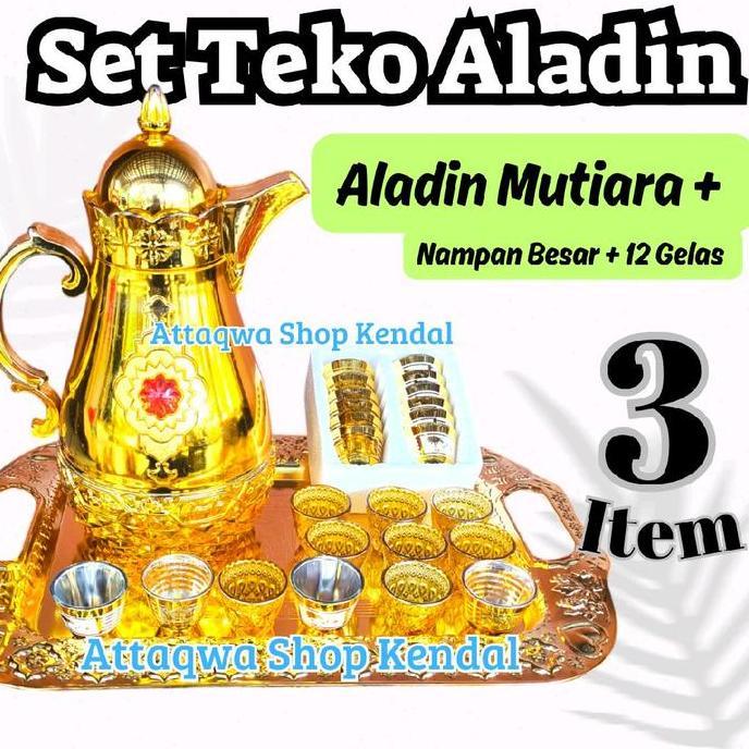 Set Teko Aladin Arab Sultan 3 Item (Teko+ Nampan+ Gelas Arab) SUM