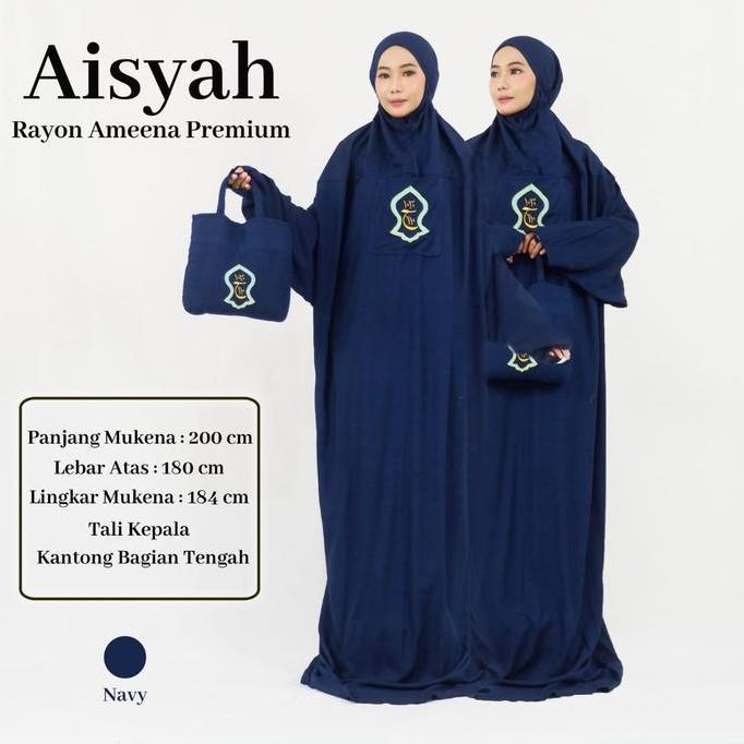 Disiniaja- Mukena Terusan Terompah Aisyah Dewasa Panjang Rayon Muken  Abordir Mukena Putih Mukena  H